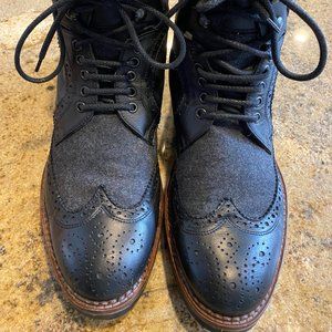 Monte Rosso Men's Black Leather Wing Tip Boots 9.5